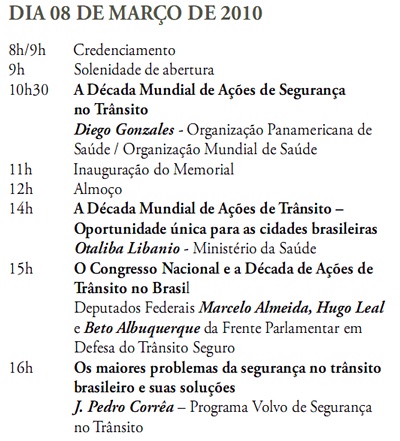 Programação Seminário Trânsito - Dia 08 Programação Seminário Trânsito - Dia 08